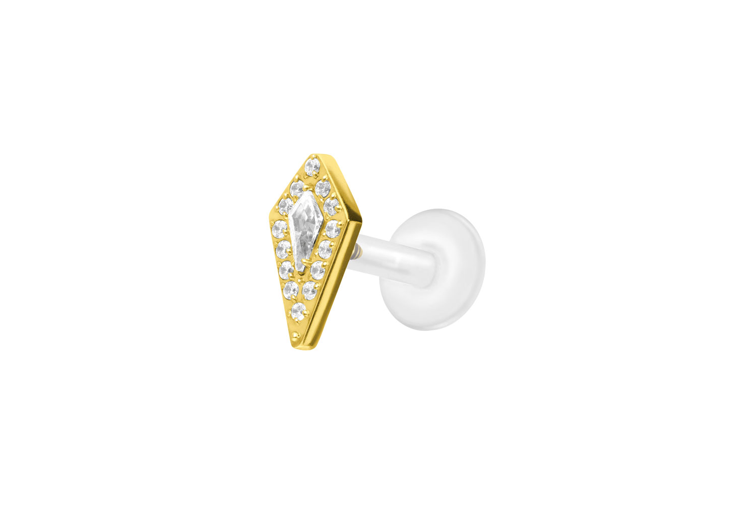 PTFE Labret Piercing mit Innengewinde + Titan-Aufsatz KRISTALLSCHILD
